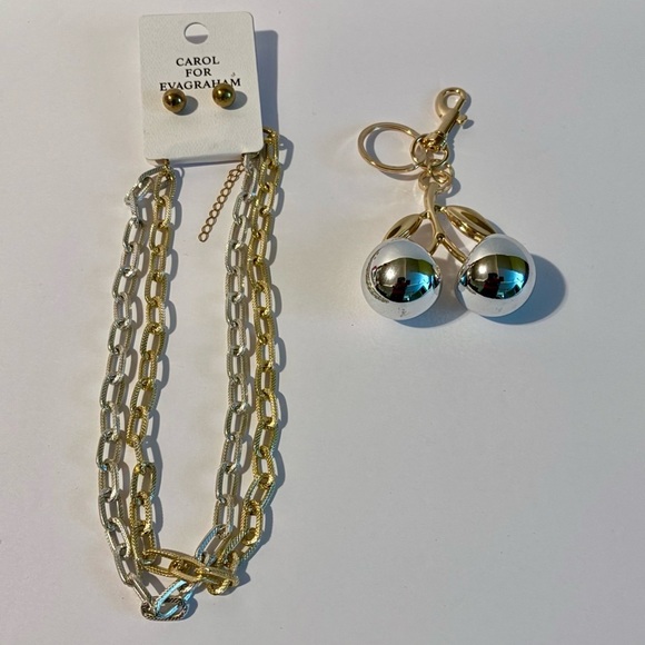Carol for Evagraham Silver and Gold Necklace Set & Cherry Keychain - Picture 6 of 7